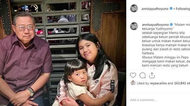 Susilo Bambang Yudhoyono bersama cucu-cucunya (Foto: Instagram/@annisayudhoyono)