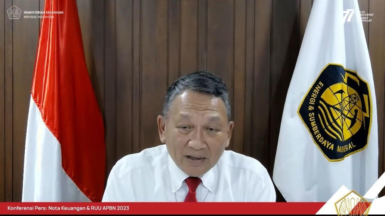 Menteri Energi dan Sumber Daya Mineral (ESDM) Arifin Tasrif dalam Konferensi Pers Nota Keuangan RAPBN 2023, Selasa (16/8/2022).