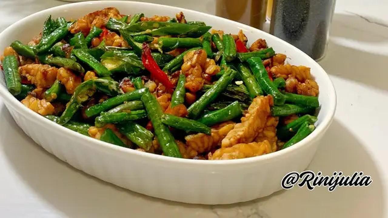 Ilustrasi Oseng Tempe Kacang Panjang Pedas