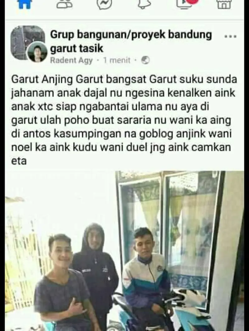 Postingan FB yang menjadi sumber kemarahan warga Garut, di balik berita hoaks ancaman pembunuhan kepada ulama di Garut, Jawa Barat.