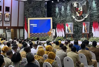 Pramono Anung Bicara Tuntaskan Proyek Mangkrak. (Liputan6.com/Winda Nelfira).