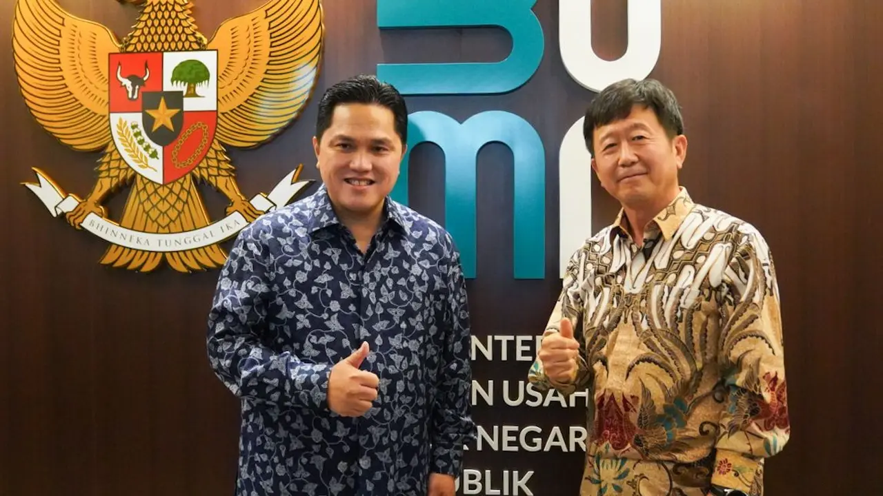 Pertemuan Menteri BUMN Erick Thohir dengan President Director of Krakatau Posco Kim Kwang Moo. (Dok BUMN)