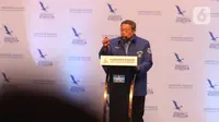 Ketum Partai Demokrat Susilo Bambang Yudhoyono memberikan pidato politik dan membuka Kongres ke V Partai Demokrat, Jakarta, Minggu (15/3/2020). SBY menyampaikan pidato politik terakhirnya sebagai ketua partai dimana posisinya akan digantikan Agus Harimurti Yudhoyono. (Liputan6.com/Angga Yuniar)