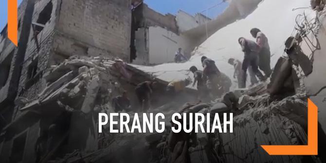 VIDEO: Militer Suriah Bombardir Permukiman Padat, 6 Tewas