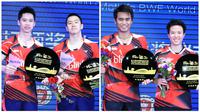 Dua ganda Indonesia berjaya di China Terbuka Super Series Premier 2016. Kevin Sanjaya Sukamuljo/Marcus Fernaldi Gideon dan Tontowi Ahmad/Liliyana Natsir meraih gelar juara. (PBSI)