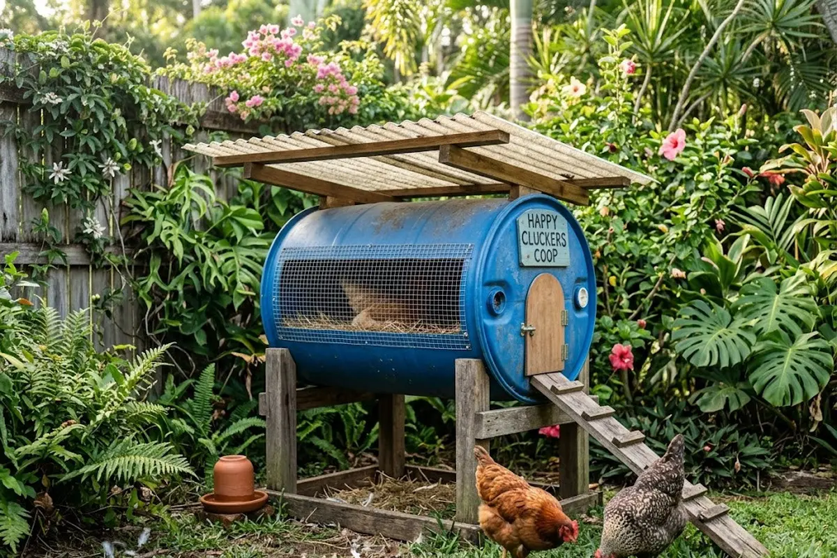 Cara Membuat Kandang Ayam Mini dari Drum Plastik Bekas