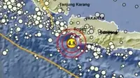 Gempa Magnitudo 4,8 menggetarkan wilayah Bayah Banten, Selasa (16/4/2024), pukul 10.18.22 WIB. (Liputan6.com/ Dok BMKG)