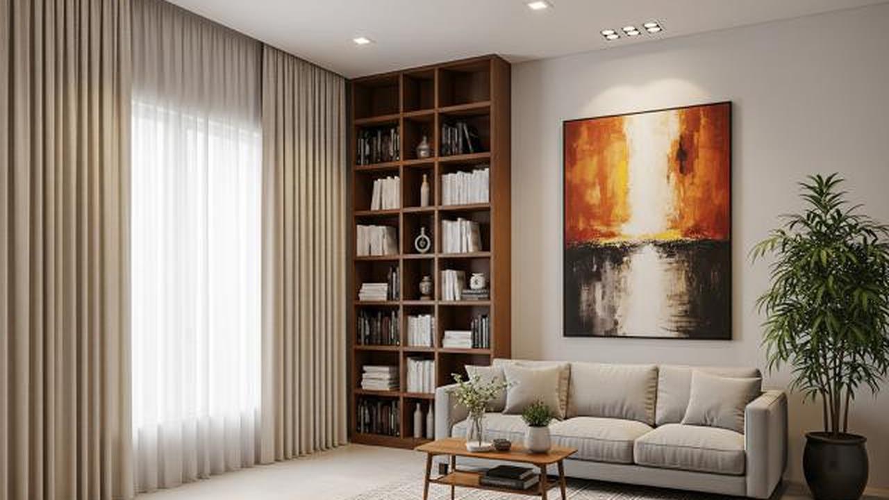 Pemanfaatan Ruang Vertikal/Inspirasi Desain Ruang Tamu Luas di Rumah Kecil (Sumber: gemini.com)