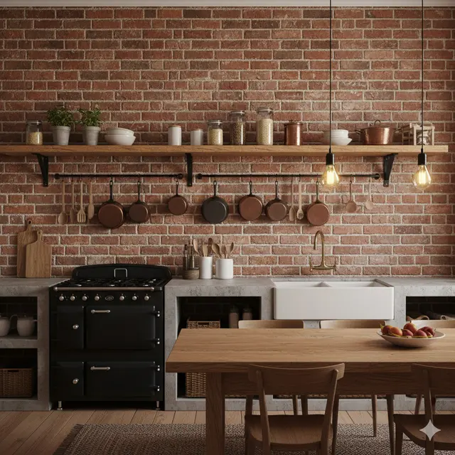 Dapur Rustic dengan Kombinasi Kayu