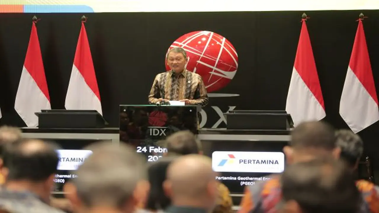 Menteri Energi dan Sumber Daya Mineral (ESDM), Arifin Tasrif hadiri pencatatan perdana saham PT Pertamina Geothermal Energy Tbk (PGEO), Jumat (24/2/2023). (Foto: BEI)