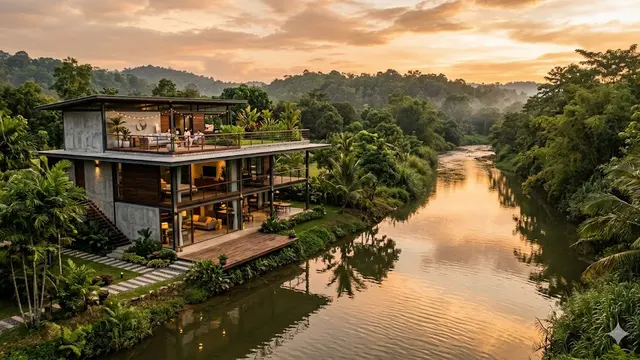 Contoh Rumah di Pinggir Sungai