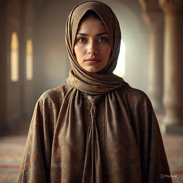 Gamis Brokat Aksen Tali (Created by Meta AI)