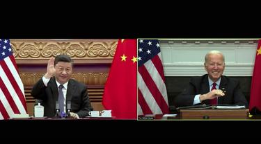 Presiden China Xi Jinping dan Presiden AS Joe Biden.