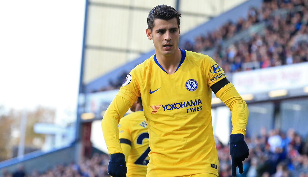Namun Morata gagal menunjukan penampilan impresif sejak datang ke Stamfrd Bridge. Saat ini Morata hanya berhasil mencetak lima gol di liga musim ini dan sering tidak masuk dalam starting XI asuhan Maurizio Sarri. (AFP/Lindsay Parnaby)