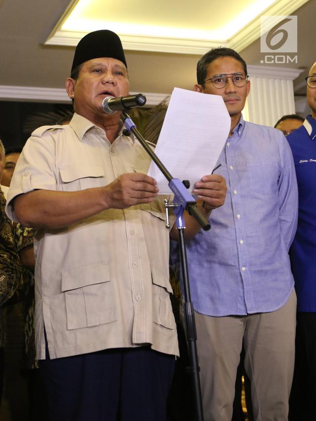 Senyum Prabowo-Sandi Terima Putusan MK