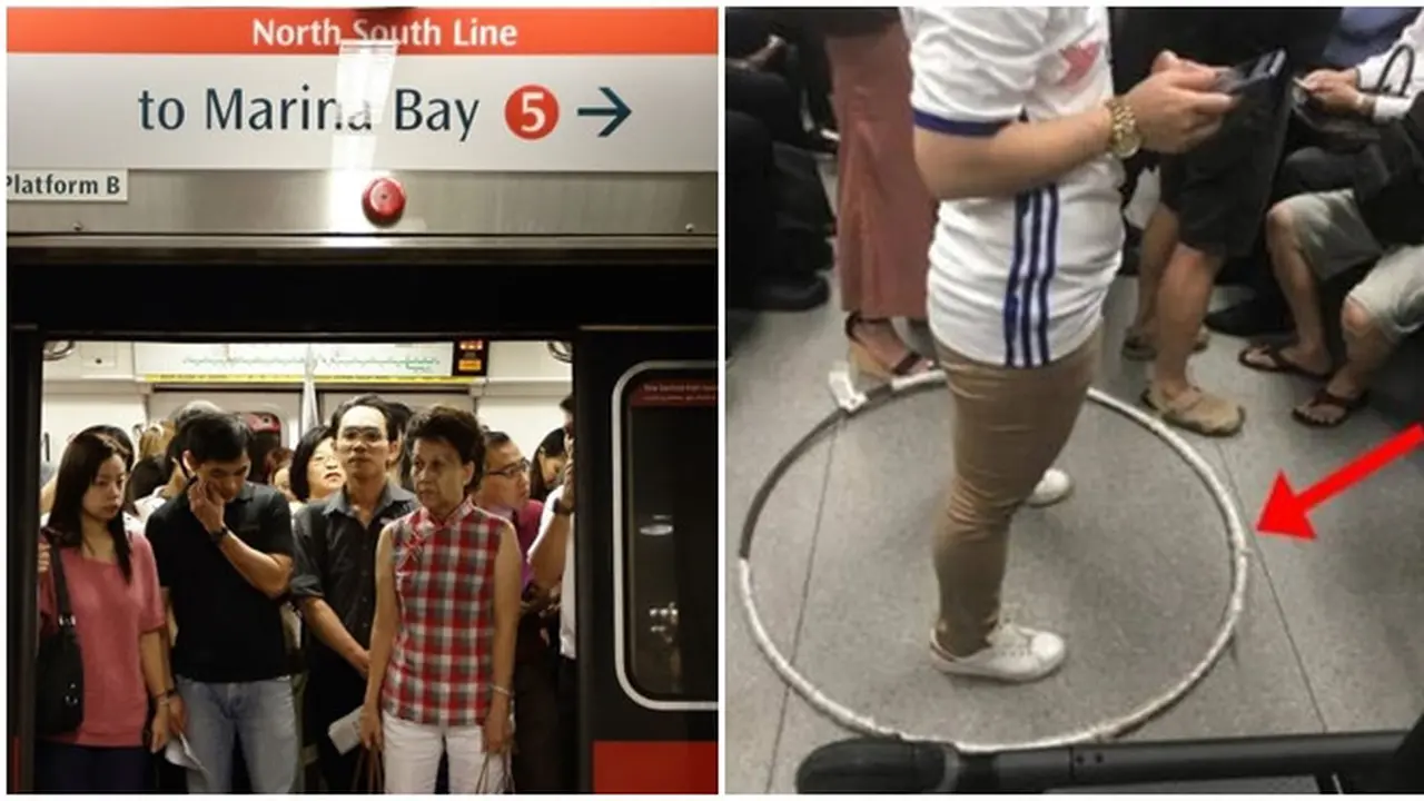 Tak Ingin Berdesakan di MRT, Wanita Ini Gunakan Hula Hoop Untuk Jadi Pembatas