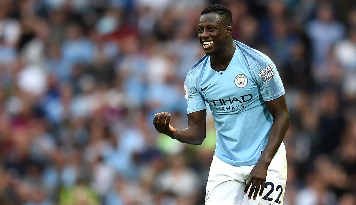 1. Benjamin Mendy (57,5 juta euro) - Bek kiri berusia 26 tahun ini bergabung dengan Manchester city pada 2017. Mendy didatangkan Manchester City dari AS Monaco dengan transfer mencapai 57,5 juta euro. (AFP/Oli Scarff)
