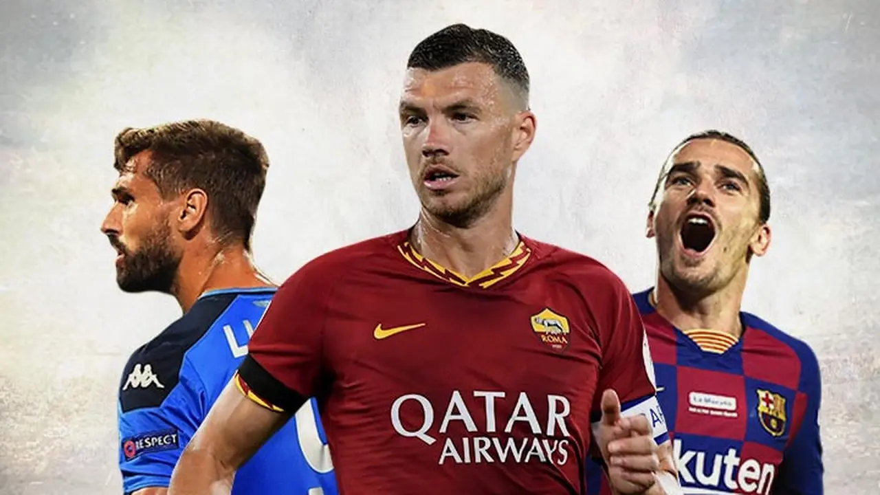Ilustrasi - Fernando Llorente, Edin Dzeko, Antoine Greizmann