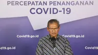 Juru Bicara Pemerintah untuk Penanganan COVID-19 di Indonesia, Achmad Yurianto saat konferensi pers Corona di Graha BNPB, Jakarta, Minggu (31/5/2020). (Dok Badan Nasional Penanggulangan Bencana/BNPB)