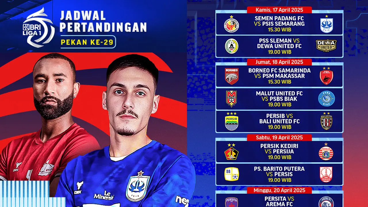 Jadwal Siaran Langsung BRI Liga 1 2024/25 Matchweek ke 29 di Vidio