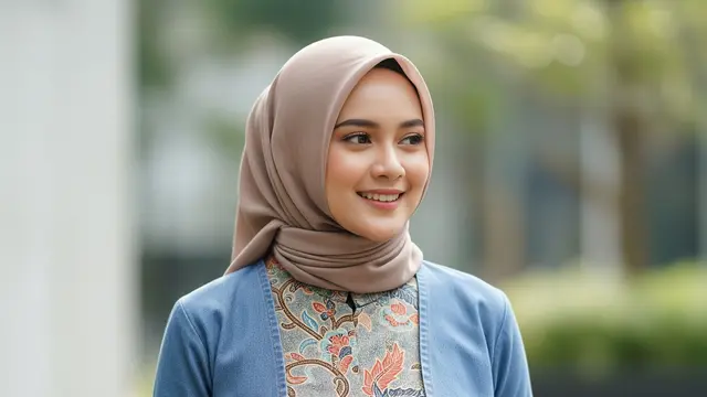 Gamis Batik Full Motif dengan Bolero Polos Terbaru