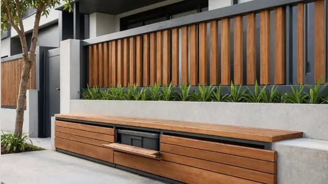 Model Tempat Sampah Tertutup yang Menyatu dengan Desain Pagar (AI Generated)