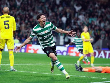 Perjalanan bak dongeng Bodo/Glimt di Liga Champions akhirnya terhenti, setelah Sporting CP tampil luar biasa dengan membalikkan keadaan dari ketertinggalan tiga gol di leg pertama. (AFP/Patricia De Melo Moreira)