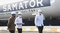 Pastikan kebutuhan oksigen terpenuhi, Presiden Joko Widodo (Jokowi) meninjau PT Aneka Gas Industri di kawasan Pulo Gadung, Jakarta Timur pada Jumat, 16 Juli 2021. (Biro Pers Sekretariat Presiden)