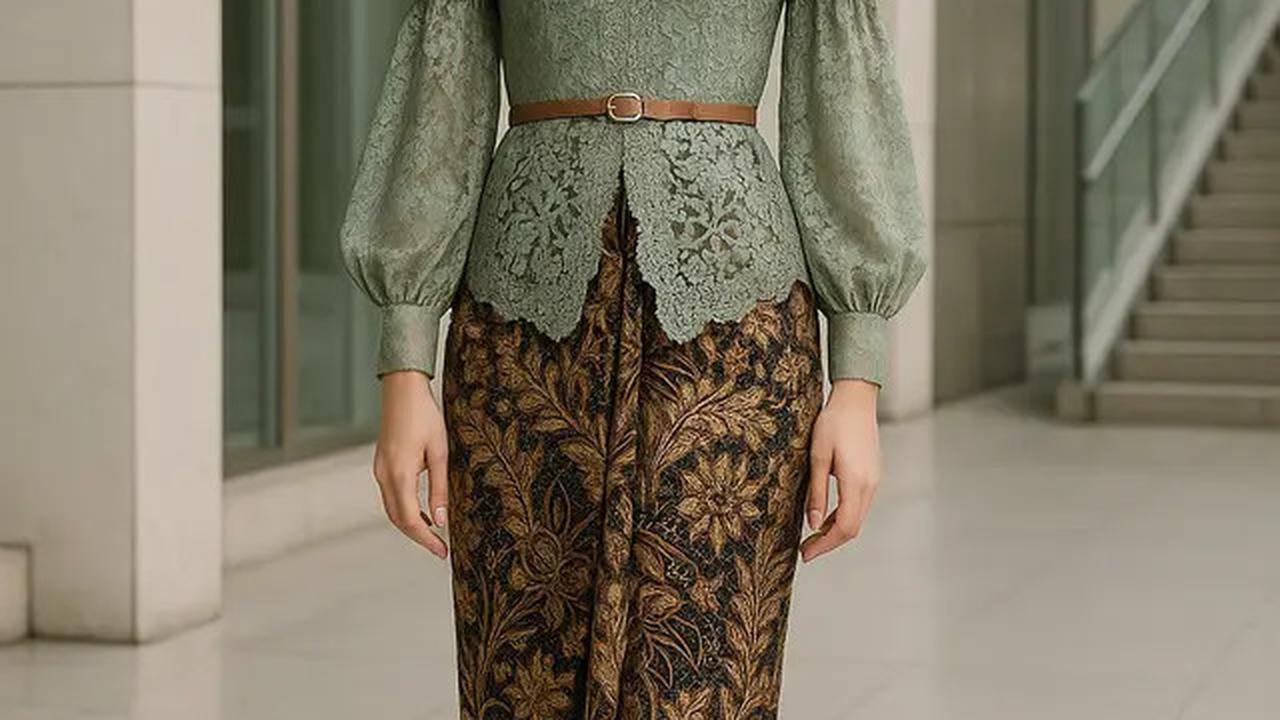7 Model Batik Brokat Kombinasi Lengan Puff dan Bishop yang Sedang Hits di 2025