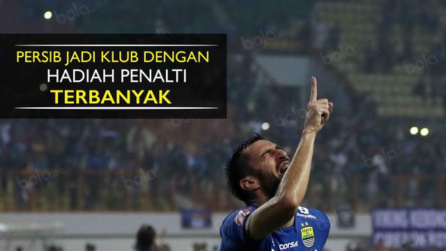 Persib Bandung menjadi klub terbanyak dengan total 8 hadiah penalti dari 27 laga di Torabika Soccer Championship 2016