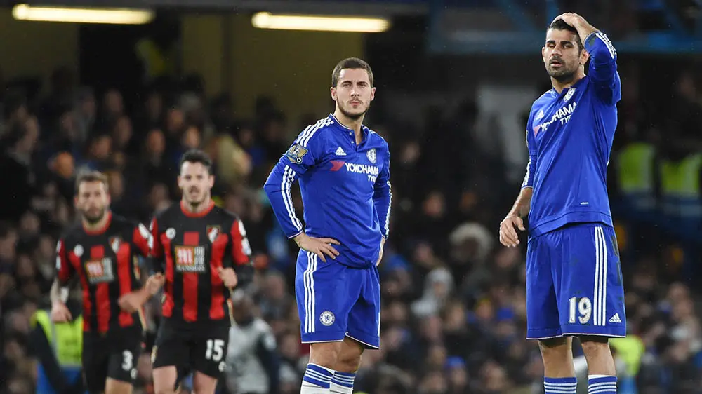 Chelsea berpotensi kehilangan Eden Hazard dan Diego Costa musim panas mendatang. (EPA/Facundo Arrizabalaga)