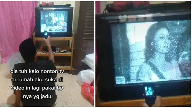 Abadikan Tayangan Televisi Pakai HP Jadul Saat Nonton, Alasannya Pria Ini Bikin Haru