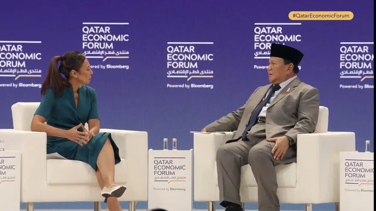 Presiden Terpilih, Prabowo Subianto, saat menghadiri undangan Qatar Economic Forum di Doha, Kamis (16/5/2024) (Istimewa)
