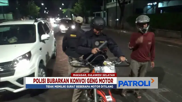 Polrestabes Makassar bubarkan konvoi motor ugal-ugalan di Makassar, Sulawesi Selatan.