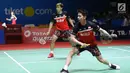 Pebulu tangkis ganda putra Indonesia, Marcus Fernaldi Gideon/Kevin Sanjaya Sukamuljo saat melawan Satwiksairaj Rankireddy/Chirag Shetty (India) di babak 16 besar Indonesia Open 2019 di Istora Senayan, Jakarta, Kamis (18/7/2019). Marcus/Kevin unggul 21-15, 21-14. (Liputan6.com/Helmi Fithriansyah)