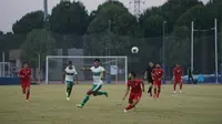 Timnas Indonesia gagal memetik kemenangan dalam uji coba pertama di Turki jelang Piala AFF 2020 kontra Afghanistan di Stadion Gloria, Antalya, Turki, semalam (16/11/2021). (Istimewa)