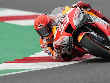 MotoGP Italia yang berlangsung di Autodromo Internazionale del Mugello, Minggu (29/5/2022), menjadi balapan terakhir bagi Marc Marquez di ajang balap MotoGP pada musim ini. (AP/Antonio Calanni)