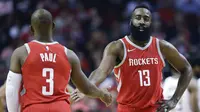 Kombinasi Chris Paul dan James Harden membawa Houston Rockets bersinar pada NBA musim ini. (AP Photo/Eric Christian Smith)