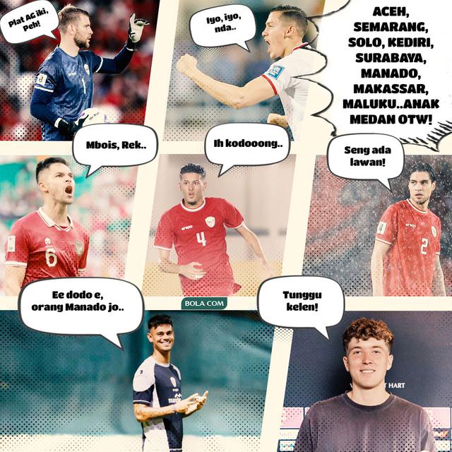 Ilustrasi - Asal Daerah: Ole Romeny, Kevin Diks, Jay Idzes, Justin Hub, Paes, Sandy Walsh, Mees Hilgers