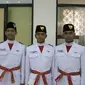 Dari kiri ke kanan : Rayhan Alfaro Ferdinand Siregar (Paskibraka Nasional 2019 DKI Jakarta), Rafi Ahmad Falah (Paskibraka Nasional 2019 Banten), dan Rangga Wirabrata Mahardika (Paskibraka Nasional 2019 Jawa Barat)