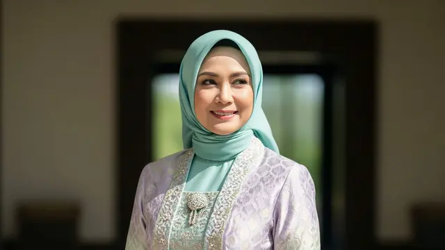 Model Gamis Batik Brokat untuk Istri Pejabat Usia 50 Tahun