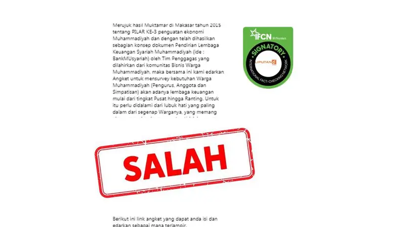 Cek Fakta link survei pendirian Bank Syariah Muhammadiyah