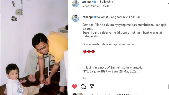 Eril kecil bersama sang ayah, Ridwan Kamil (Foto: Tangkapan Layar Instgram Atalia Praratya)