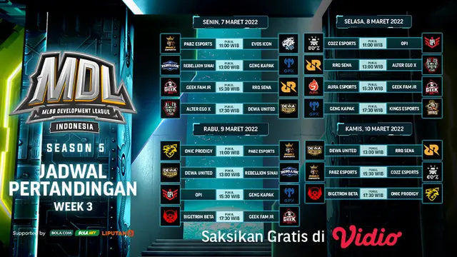 Link Live Streaming MDL Indonesia Season 5 Pekan Ketiga di Vidio, 7-10 Maret 2022