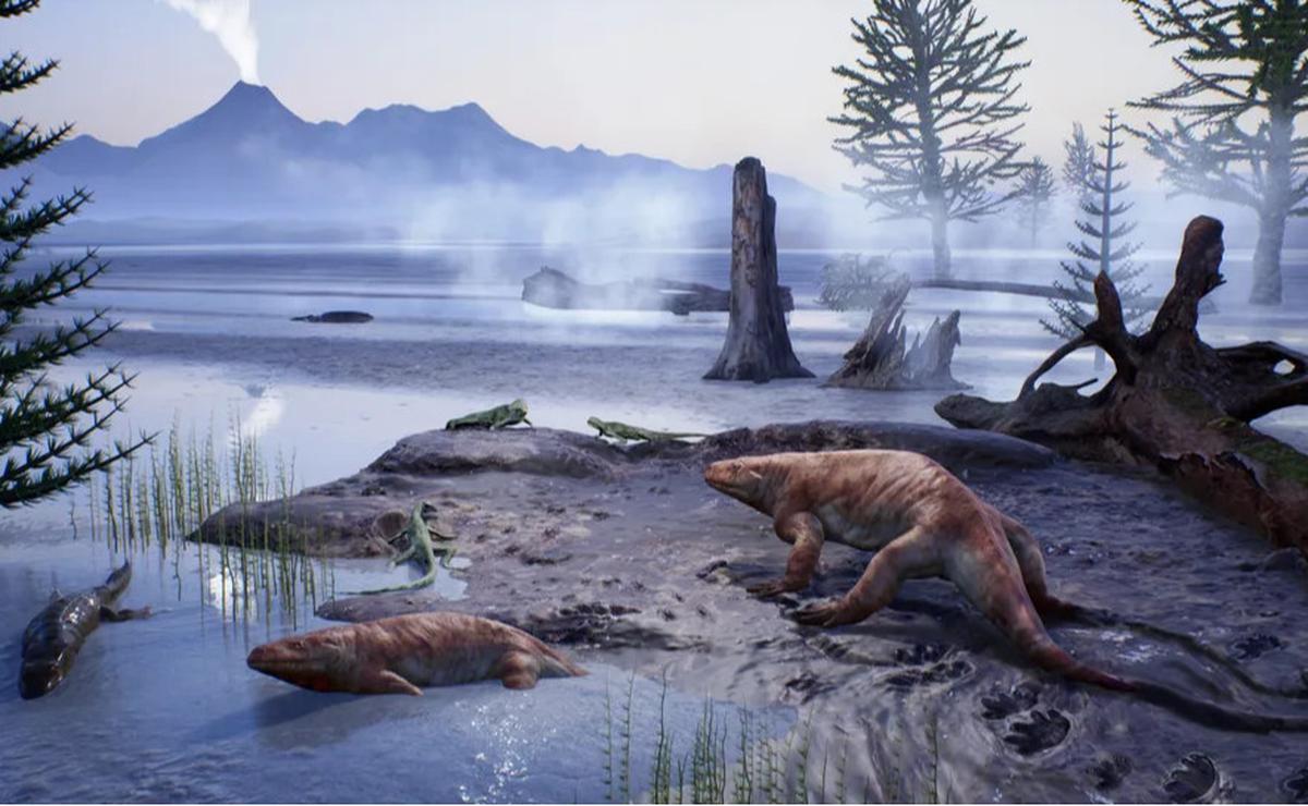 ilustrasi reptil prasejarah