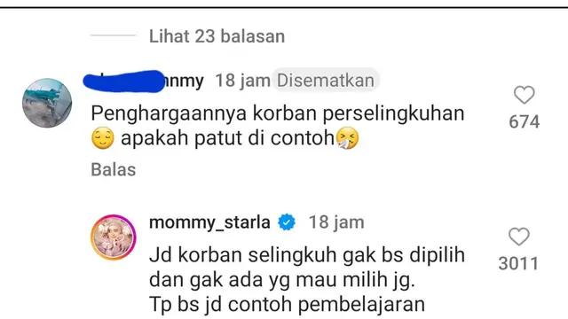 Pernyataan sikap Inara Rusli di medsos. (Foto: Dok. Instagram @mommy_starla)