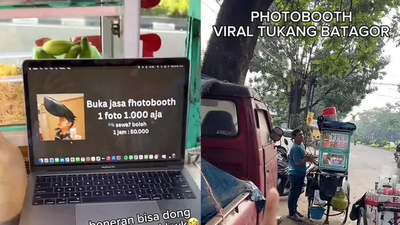 Tukang Batagor Pakai Macbook untuk Layanan Photobooth, Cukup Bayar Rp1.000