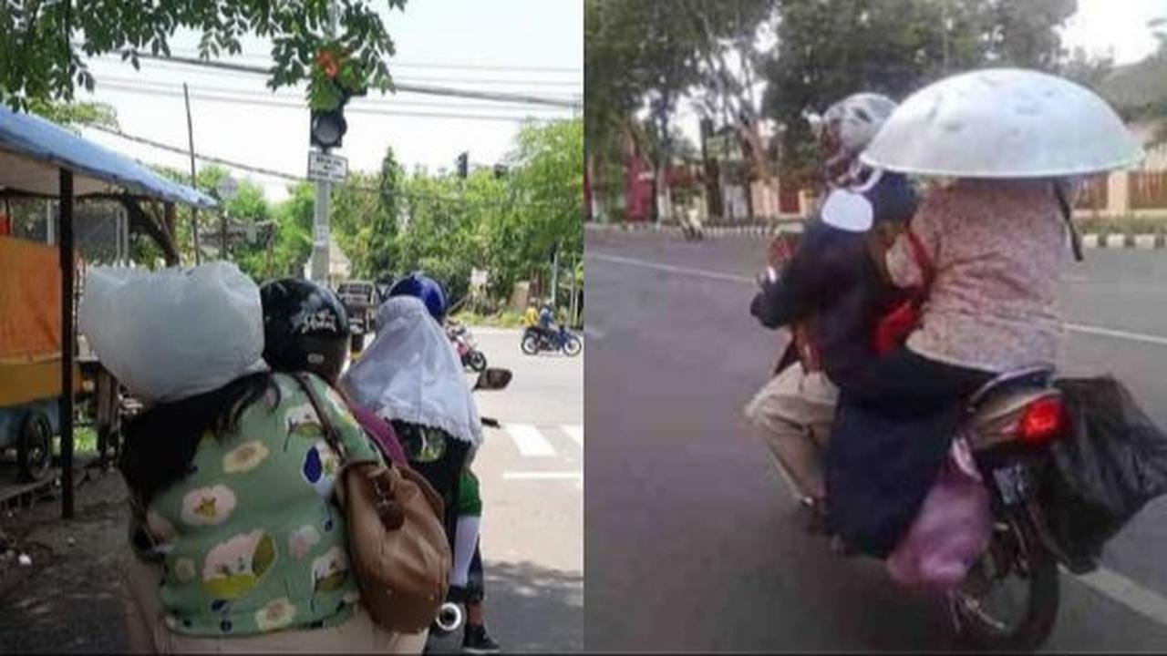 10 Potret Emak-Emak Dibonceng Motor, Tingkah Absurdnya Bikin Bingung!