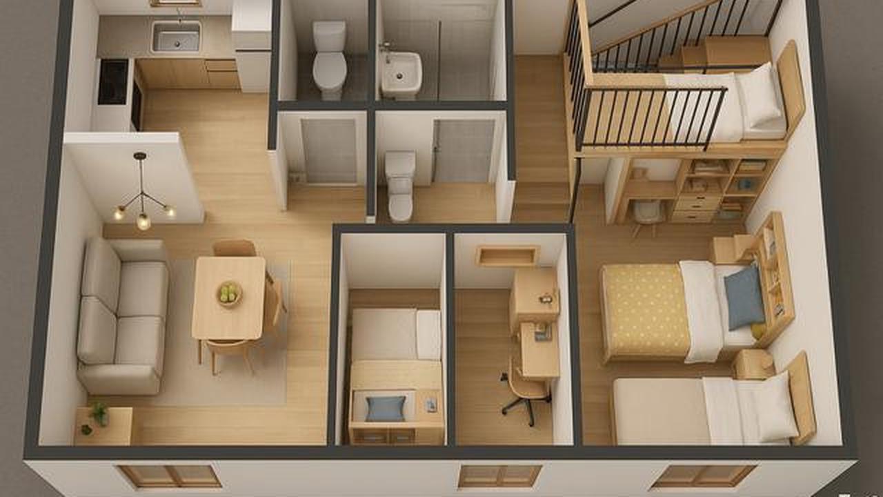 7 Denah Rumah 8x15 m dengan 3 Kamar Tidur untuk Keluarga Muda, Nyaman dan Hemat Ruang