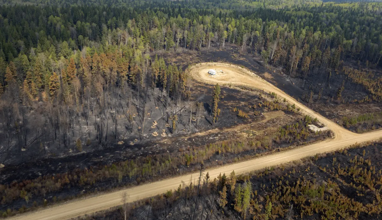 Banyak jalan di dekat ibu kota provinsi Edmonton diblokir karena tempat penampungan sementara menyambut para pengungsi. (Photo by Megan ALBU / AFP)